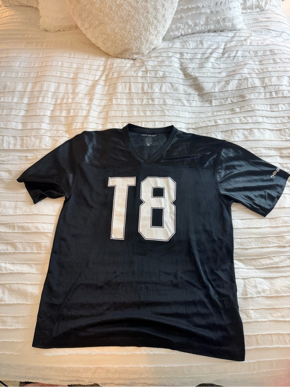 Black Women's Athletic Jersey Top with White '18' Graphic